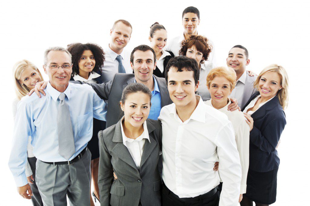 Portrait of a large group of business people.